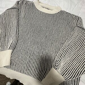 SOLD.  Aerie Black and Cream Striped Sweater